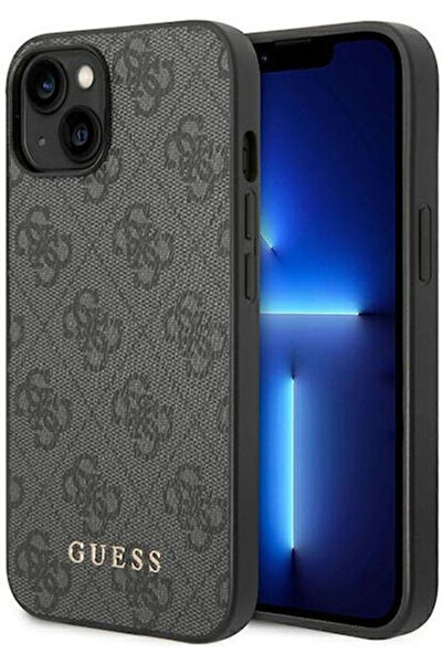 Guess Logo Back Cover Synthetic Leather / Plastic / Silicone Gray (iPhone 14)...