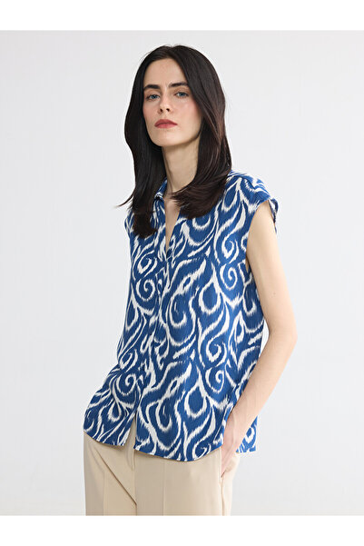 LC Waikiki Navy Blue Patterned Women's Shirt