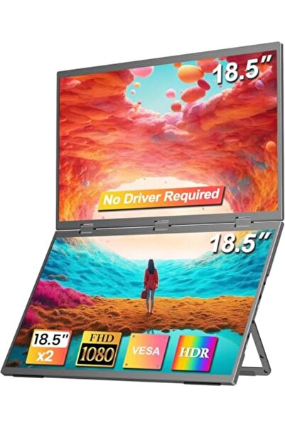 COOLHOOD 18,5 İnç Taşınabilir Monitör Çift, Taşınabilir Monitör, VESA Delikli...