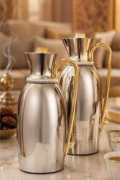 Generic Silver Tramss Set with Unique Oval Design and Attractive Gold Spout w...