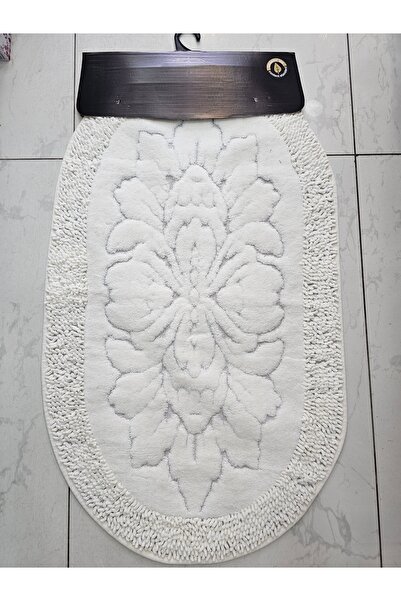 KÜBRAHOME'S Cotton Oval 2-Piece Bath Mat Set Ecru 60X90 cm