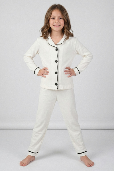 kinderos Set de pijamale pentru fete, cu mâneci lungi și nasturi - 26Y 4241