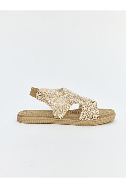 LC Waikiki Women's Sandals with Straw Mesh Detail