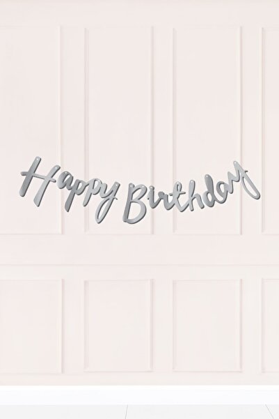 YOUC Design Happy Birthday Calligraphy Banner Text Silver Metallic 110 Length...