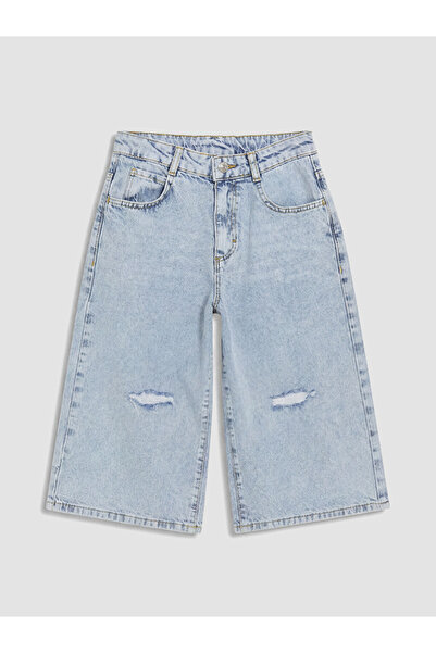 LC Waikiki Girls' Jean Shorts with Ripped Detail