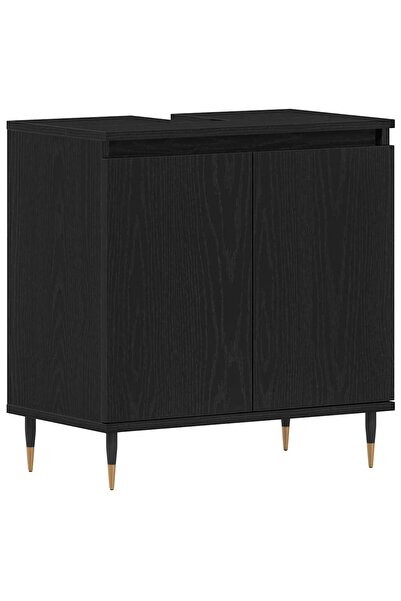 vidaxl Dulap pentru Chiuveta de Baie Stejar Negru 58 x 33 x 60 cm