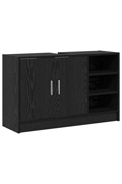 vidaxl Dulap de Baie cu ușă Stejar Negru 90 x 29 x 55 cm Lemn compozit