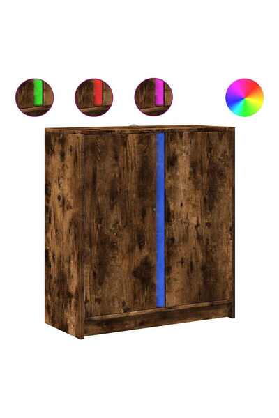 vidaxl Dulap cu LED, stejar fumuriu, 77x34x85 cm, lemn prelucrat