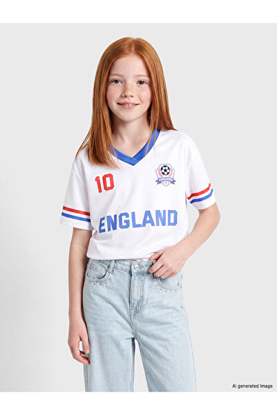 LC Waikiki Rmz Gi̇yi̇m Farkiyla Uk Printed Girls' T-Shirt