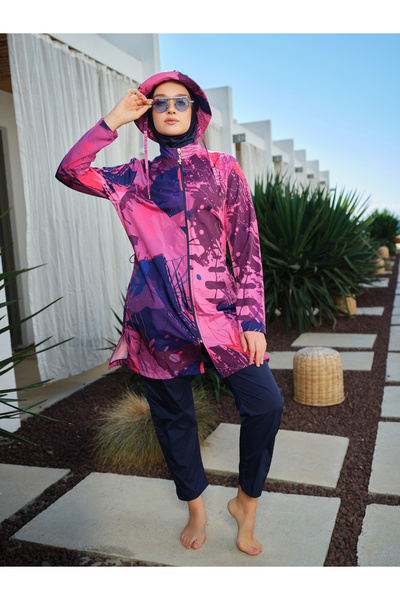ALFASA Elina Hat Hijab Swimsuit 26216-26 - Navy Blue