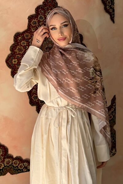 İmajButik Mink Flower Patterned Soft Shawl