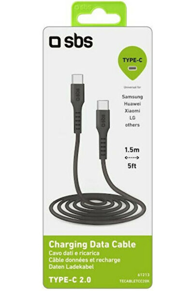 SBS Καλώδιο USB 2.0 USB-C Αρσενικό - USB-C Μαύρο 1,5μ