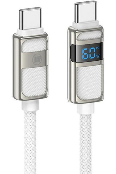 OEM Καλώδιο USB 2.0 Υψηλής Ισχύος USB-C αρσενικό - USB-C 60W Λευκό 1.2μ