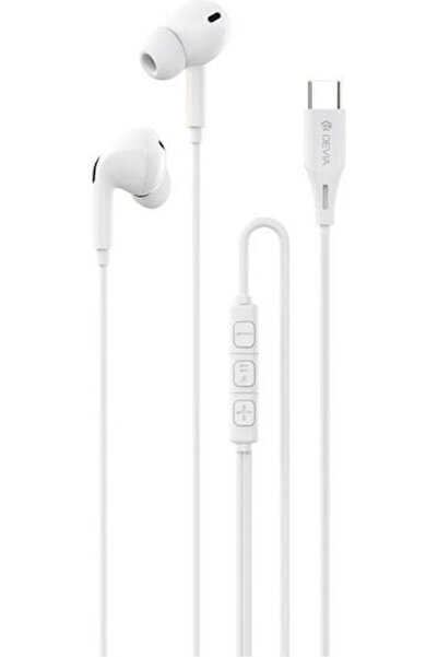 Devia Em107 Ενδοωτικά ακουστικά handsfree με υποδοχή USB-C Λευκά