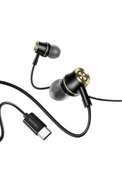 Usams US-SJ482 Ενδοωτικά ακουστικά handsfree με υποδοχή USB-C, Μαύρο