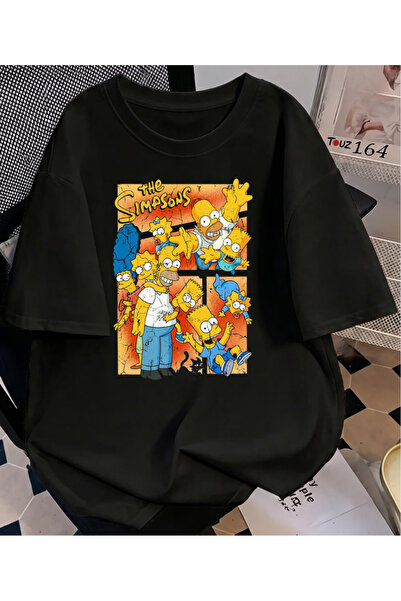 Toum Βίντατζ μπλουζάκι The Simpsons με στάμπα, πλενόμενο, ρετρό, unisex, over...