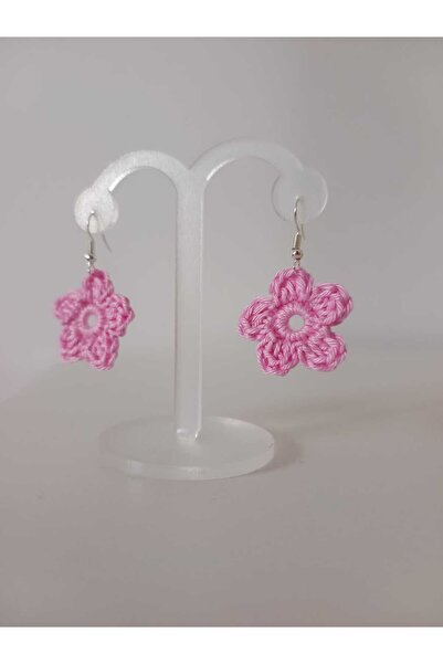 OEM Handmade flower earrings, crocheted, perfect for summer - pink