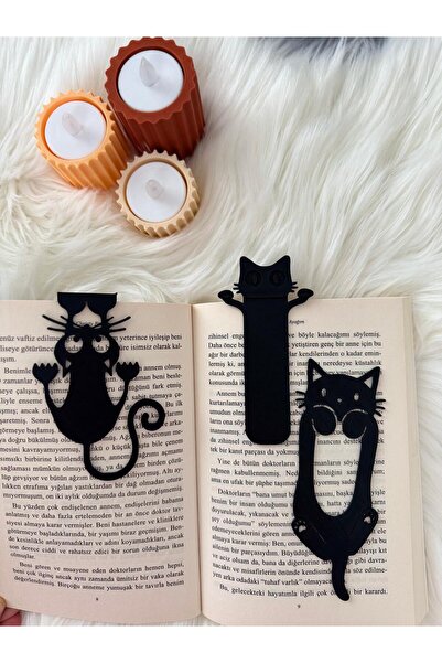 TODEKORA Sevimli Kedi Figürlü Kitap Ayracı Seti – 3’lü Okuma Ayracı - Kitap S...