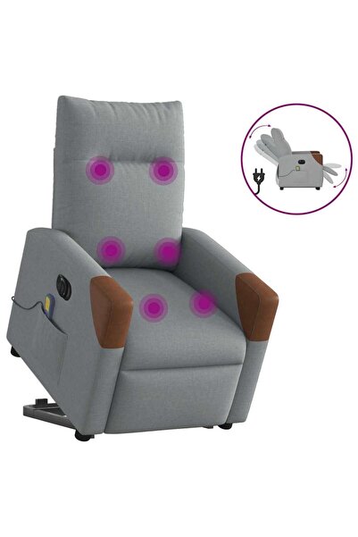 vidaxl Fotoliu electric masaj rabatabil cu ridicare, gri închis textil