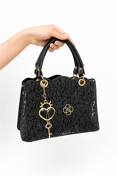 MOLDİVA Silvery Patterned Evening Dress Bag, Wedding Bag, Small Compartmented...