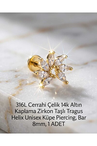 Lunexa 316L Cerrahi Çelik Altın Kaplama Kararmaz Alerji Yapmaz Zirkon Taş Fig...