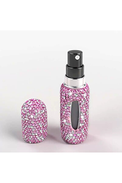 NazLand Crystal Pink Taşlı Doldurulabilir Mini Parfüm Şişesi 5 ML - Seyahat B...