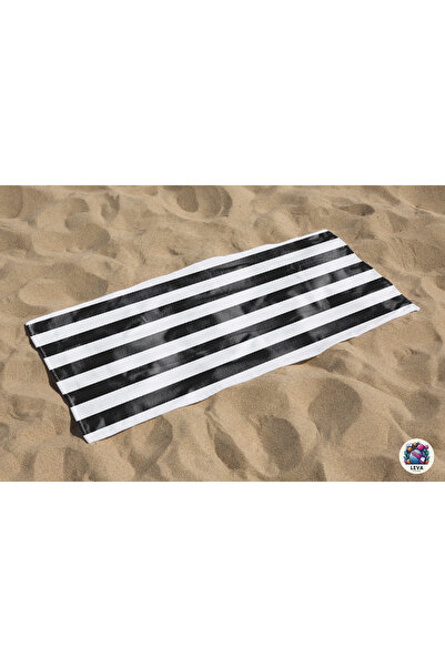 Levva Home Black and White Patterned Cotton Digital Printed Young Boys' Beach Bath Towel