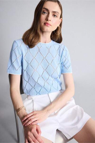 DeFacto Regular Fit Short Sleeve Knitwear Sweater H8713Ax26Sm