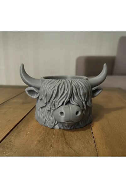 OEM Highland Cattle Decorative Pot, Mini Plant Stand