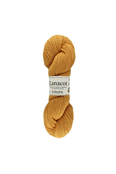 Etrofil Lanacot pređa za pletenje senf žuta 55% organska merino vuna 45% orga...
