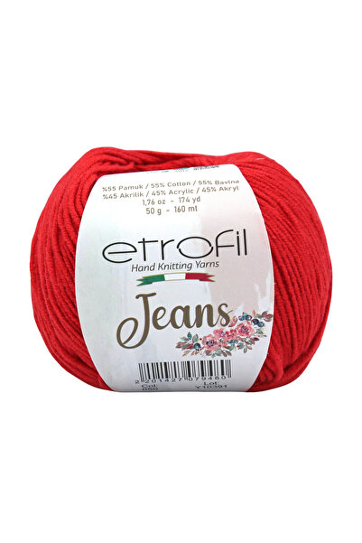 Etrofil Fir de tricotat din denim Roșu Flacără 55% Bumbac 45% Acril 50g 160m ...