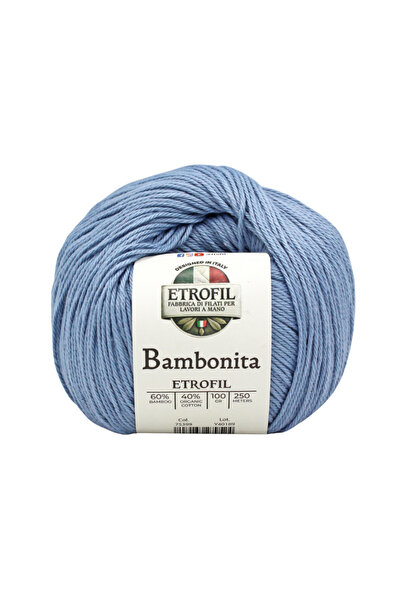 Etrofil Bambonita Knitting Yarn Light Blue 60% Bamboo 40% Organic Cotton 100g...