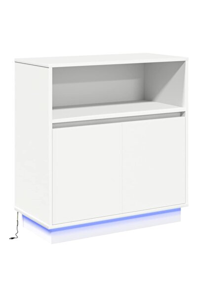 vidaxl Bufet LED Alb 71 x 34,5 x 75 cm Lemn compozit