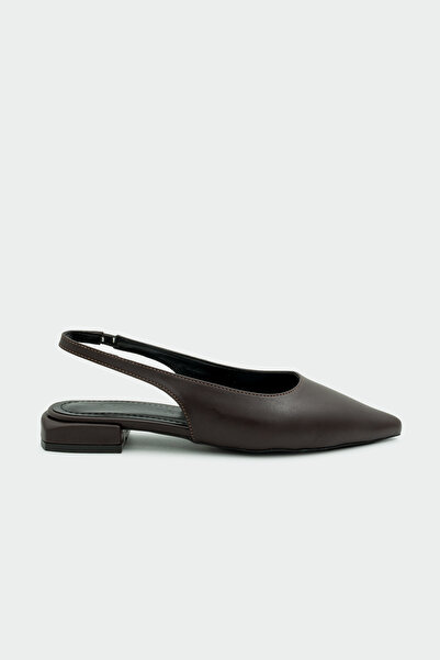 LAMİNTA Crown Flat Pointed Toe Bitter Brown Women's Ballerinas