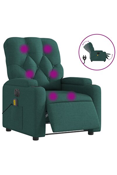 vidaxl Fotoliu electric de masaj rabatabil, verde închis, textil
