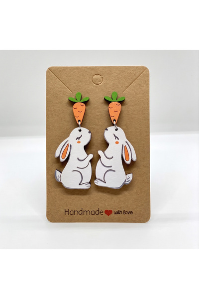OEM Handmade earrings Rabbits, painted on wood, hypoallergenic metal, special...
