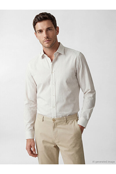 LC Waikiki Nevavm Slim Fit Striped Men's Shirt with Difference