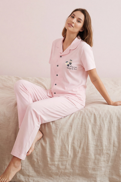intimateunderwear ΓΥΝΑΙΚΕΙΟ ΣΕΤ ΠΙΤΖΑΜΑΣ ΑΠΟ ΒΑΜΒΑΚΙ ΜΕ ΚΟΥΜΠΙΑ, ΧΤΕΝΙΣΜΕΝΟ Β...