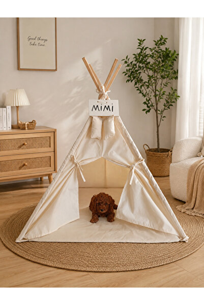 Bila Baby PET YATAĞI KEDİ KÖPEK YATAĞI İSİMLİKLİ ÇADIR ELYAF YATAK 75X75 CM PET MİNDER