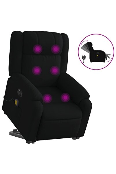 vidaxl Fotoliu electric de masaj rabatabil cu ridicare, negru, textil