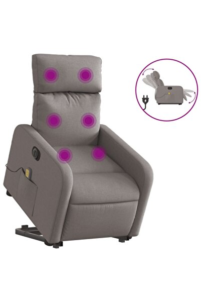 vidaxl Fotoliu electric masaj rabatabil cu ridicare, gri taupe, textil