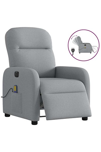 vidaxl Fotoliu electric de masaj rabatabil, gri deschis, microfibră