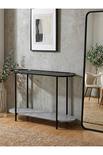 BEC39 Modern Entryway Console Table with Sleek Oval Design