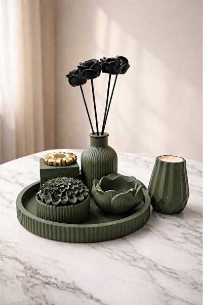 Gizem Design Products Gizem Design Modern Taş Tozu Dekoratif Tepsi Ve Buket V...