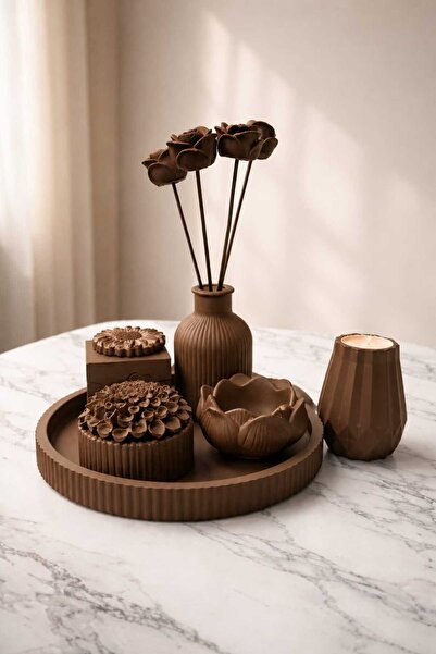 Gizem Design Products Gizem Design Modern Taş Tozu Dekoratif Tepsi Ve Buket V...