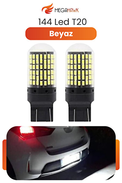 MEGAHAWK T20 144 LED Beyaz LED Ampul W21W 7440 Geri Vites Park Plaka Aydınlat...
