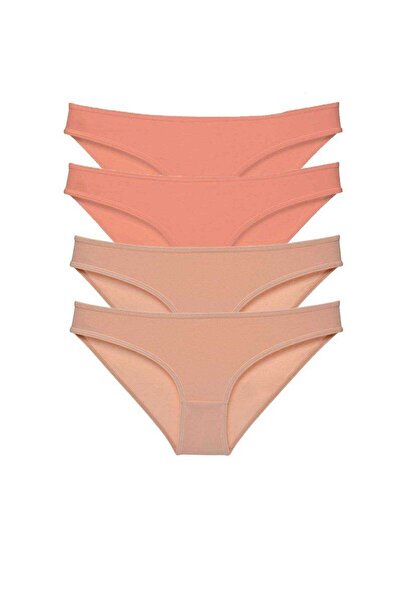 Mestore 4 Pieces Super Eco Set Lycra Women's Slip Panties Powder Skin