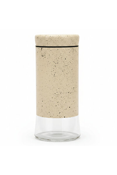AKDC Cream Speckled Metal & Glass Canister — 1 Litre | Airtight Storage Jar