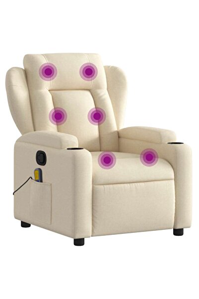 vidaxl Fotoliu rabatabil de masaj, crem, material textil