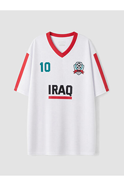 LC Waikiki Nevavm Farkıyla Irak Printed Oversize Women's Sports T-Shirt